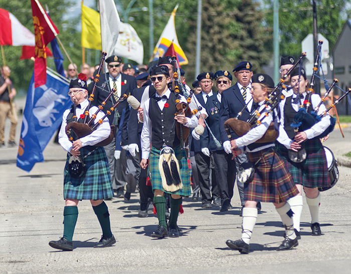 The Yorkton & District Pipe Band was part of a procession from the Armoury to the Cenotaph on Saturday, June 8.<br />